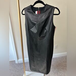 SPANX Black Faux Leather Sheath Dress